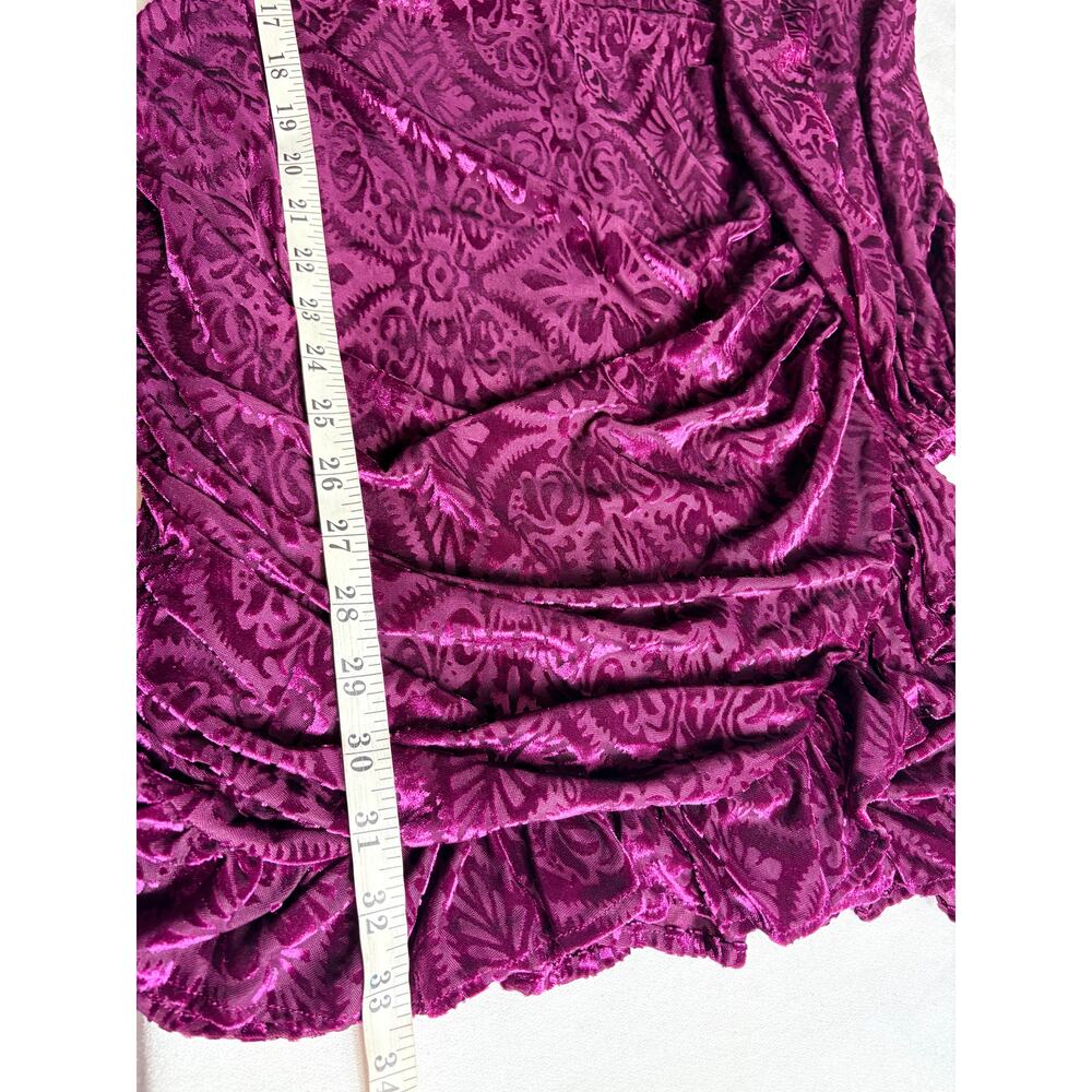 Vici High Neck Purple MIni Cocktail Dress Ruched Velvet Open Back Long Sleeve M - Picture 9 of 12